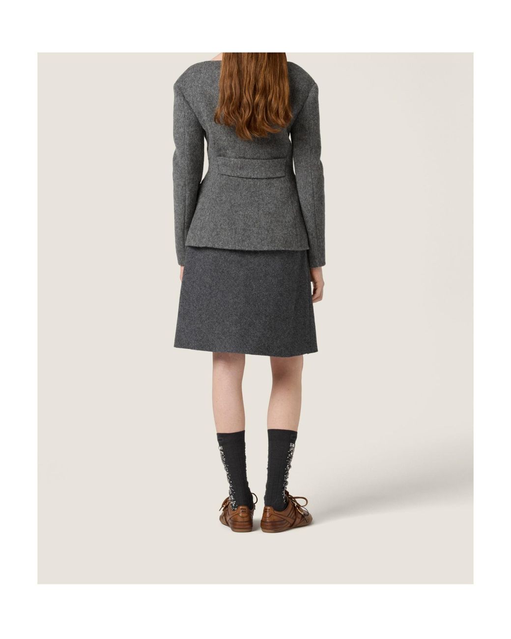 Miu Miu Gray Light Shetland Wool Jacket