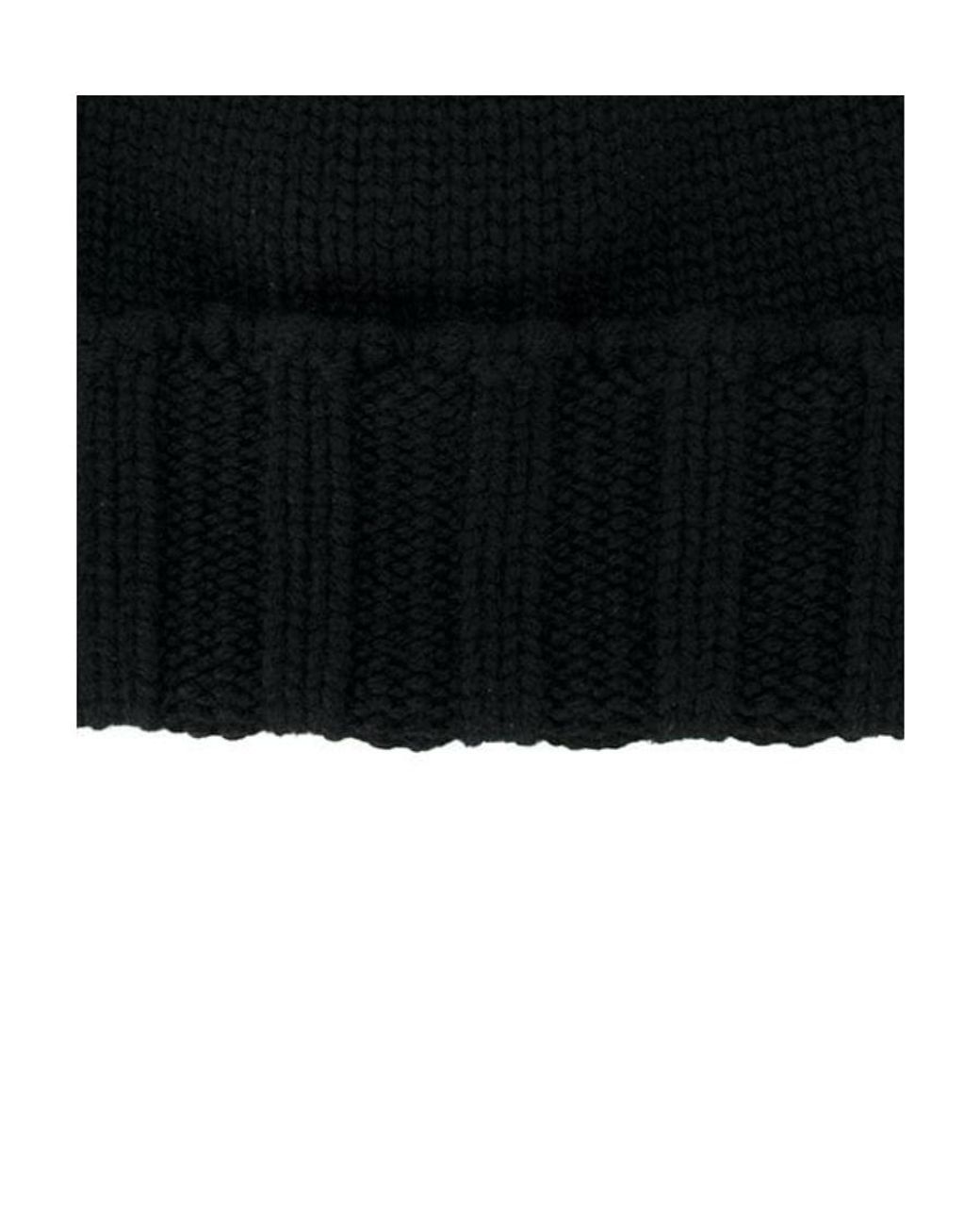 Drumohr Black Ribbed Cashmere Beanie Hat for men