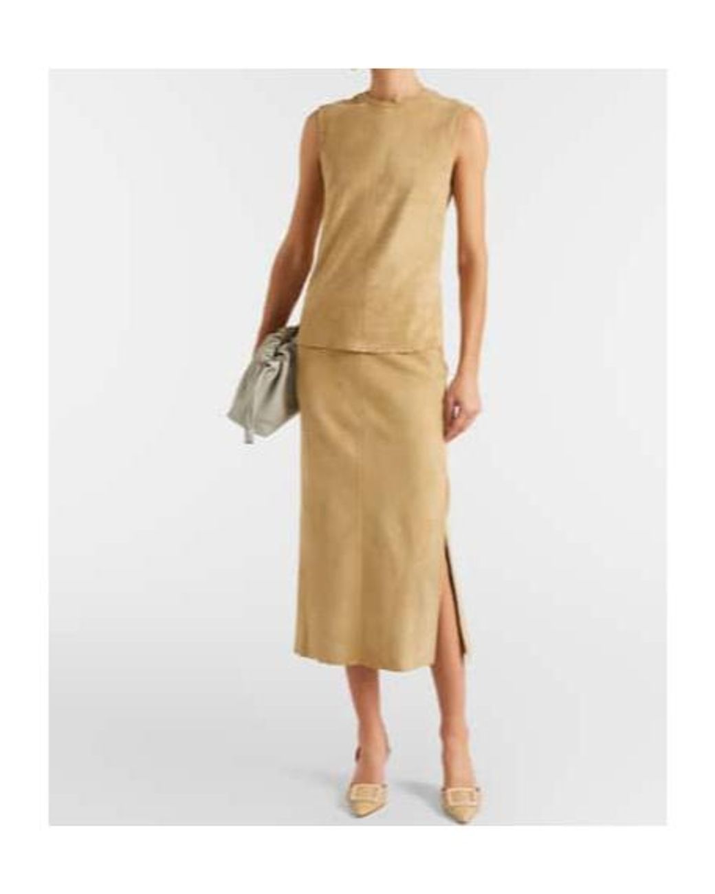Stouls Natural Taylor Suede Pencil Skirt