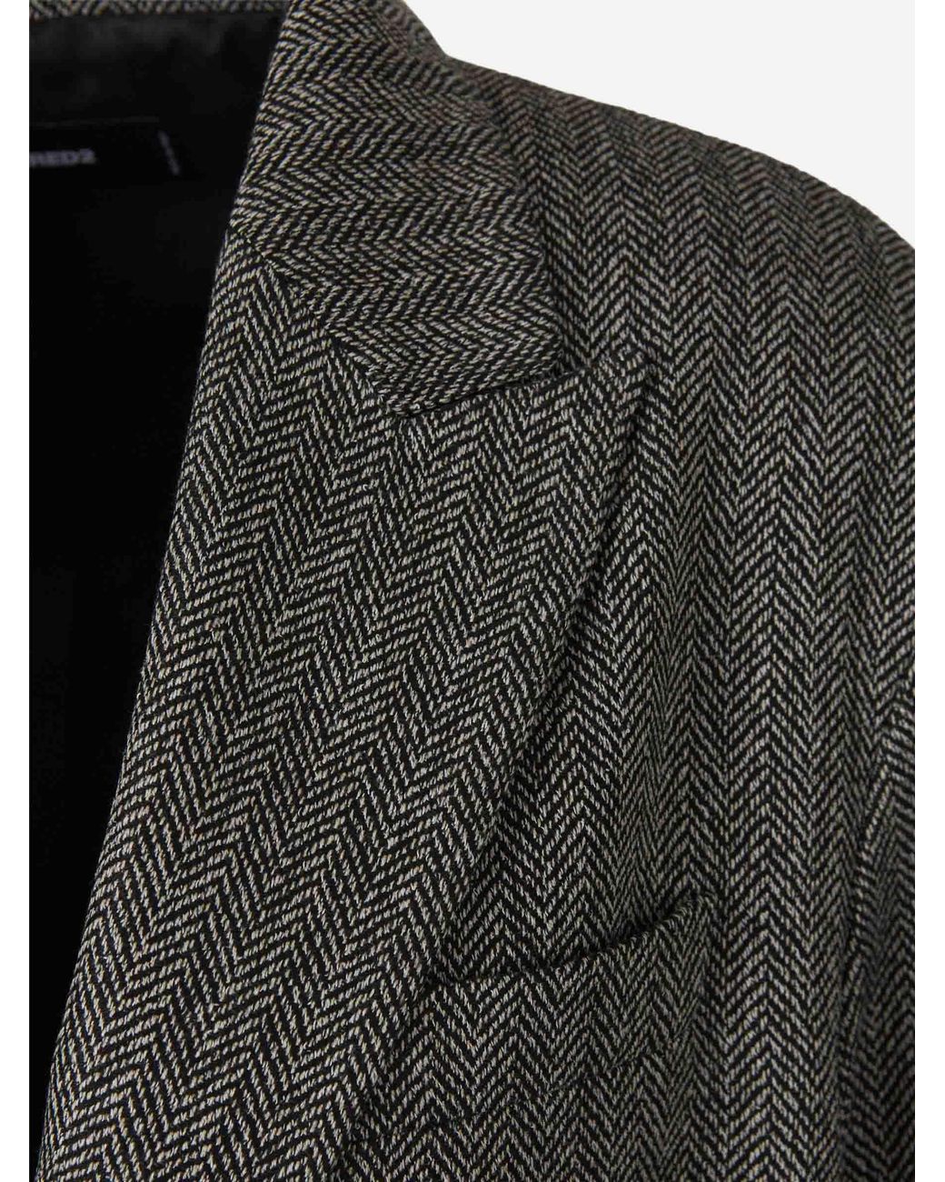 DSquared² Green Herringbone-Pattern Blazer for men
