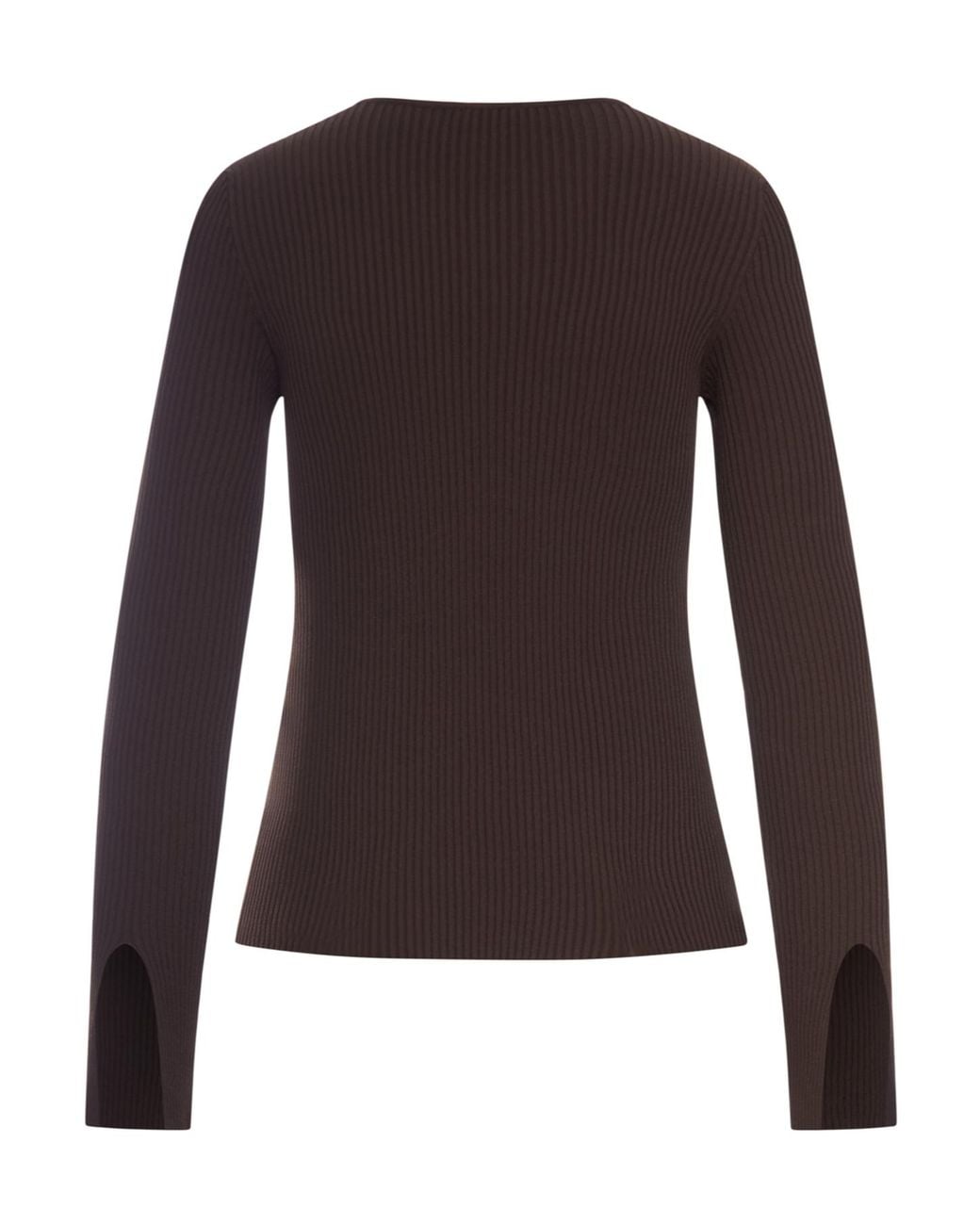 Roberto Collina Brown Cut-Out Knitted Sweater