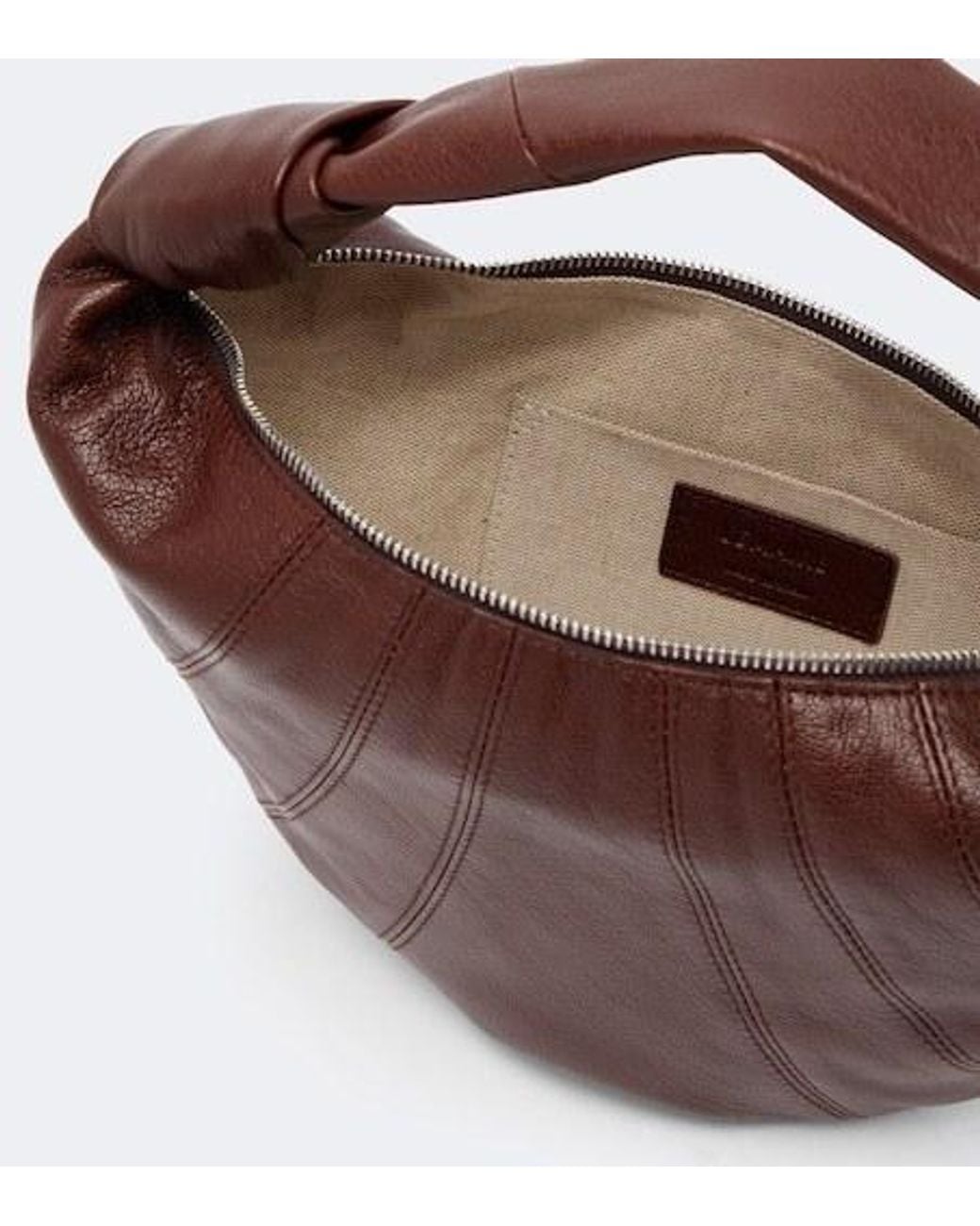 Lemaire Brown Fortune Croissant Small Leather Shoulder Bag