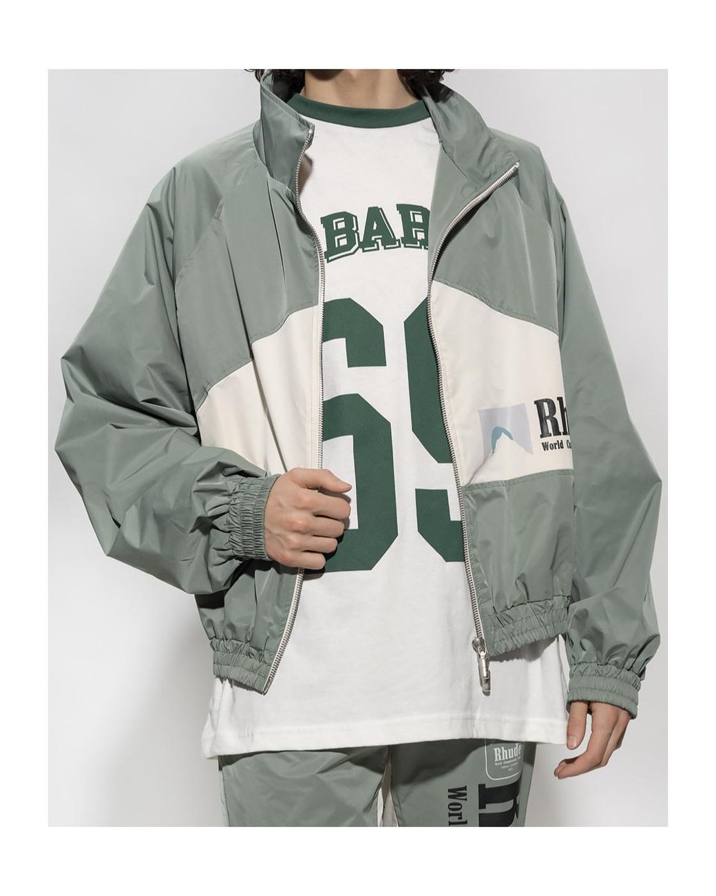 Rhude Green Sena Logo Printed Flight Jacket for men