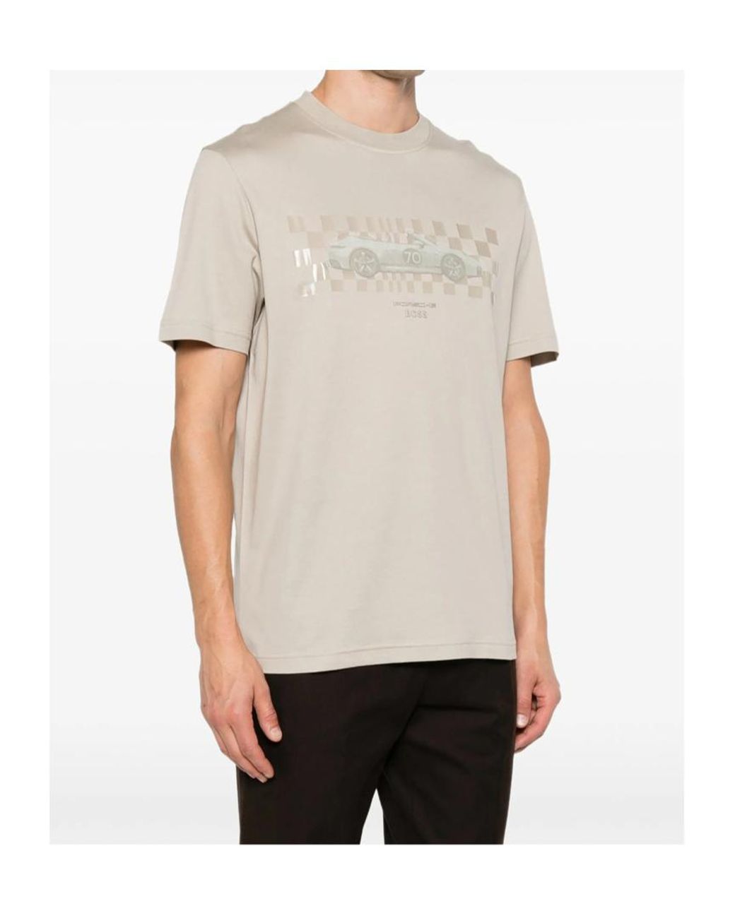 Boss White X Porsche Graphic-Print T-Shirt for men