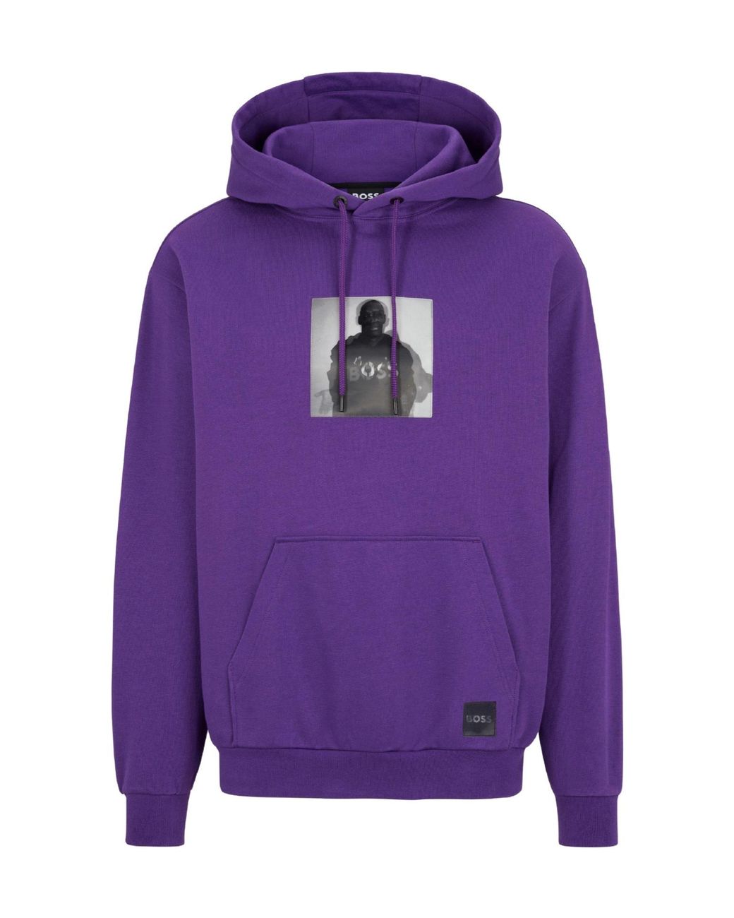 Boss Purple Hooded Fleece Sweatshirt for men