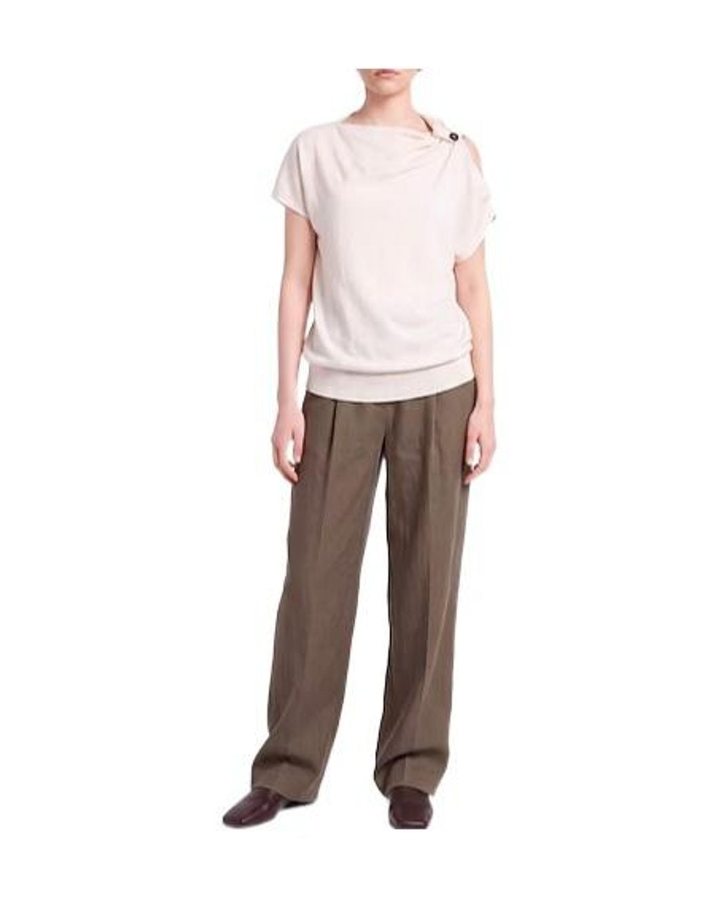 Brunello Cucinelli White Solidcolor Knit Shortsleeve Top