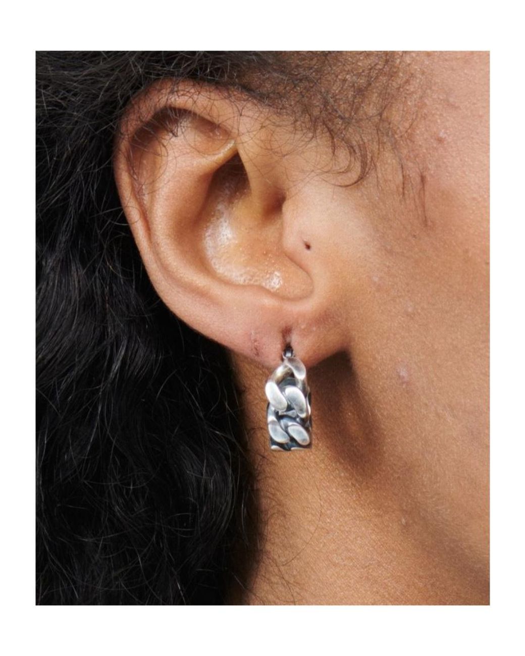 MM6 by Maison Margiela White Chain Twisted Earrings for men
