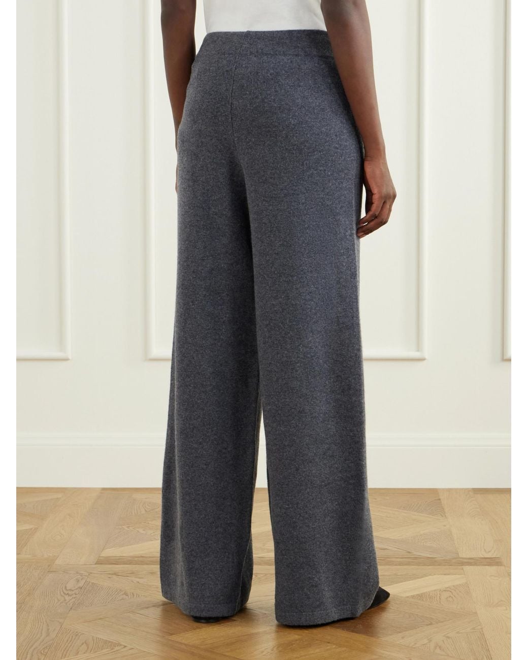 Yves Salomon Blue Drawstring Wool-Blend Wide-Leg Pants