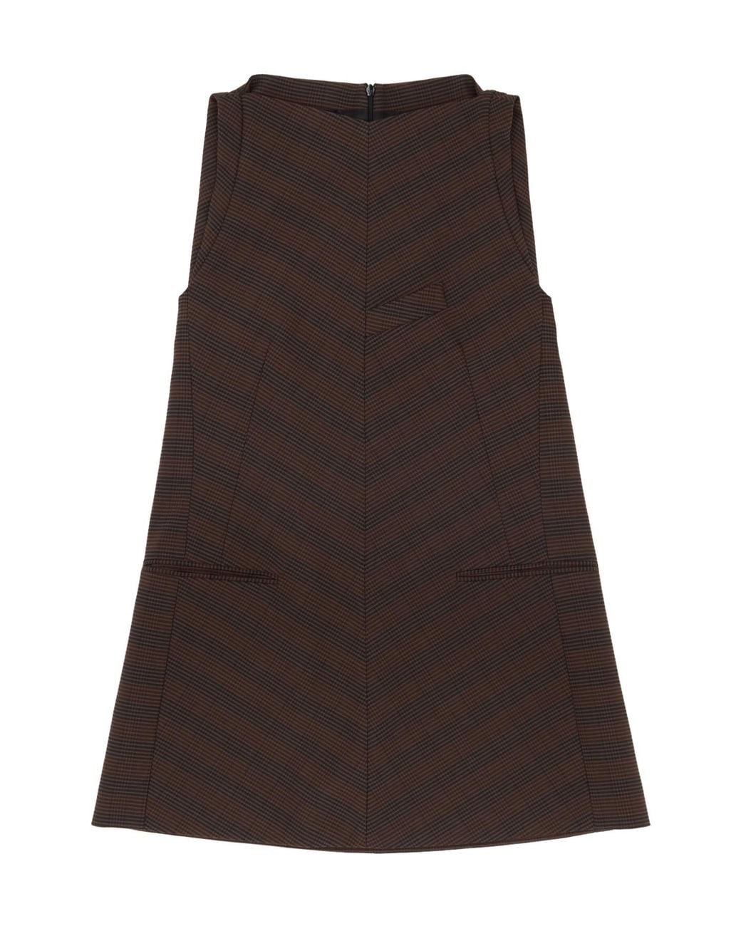 MM6 by Maison Margiela Brown Sleeveless Striped Mini Dress