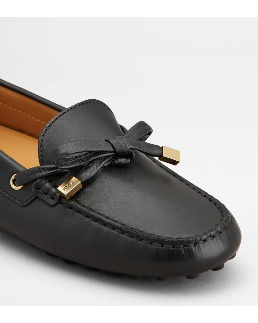 Tod's Black Gommino Bow Detail Flat Shoes