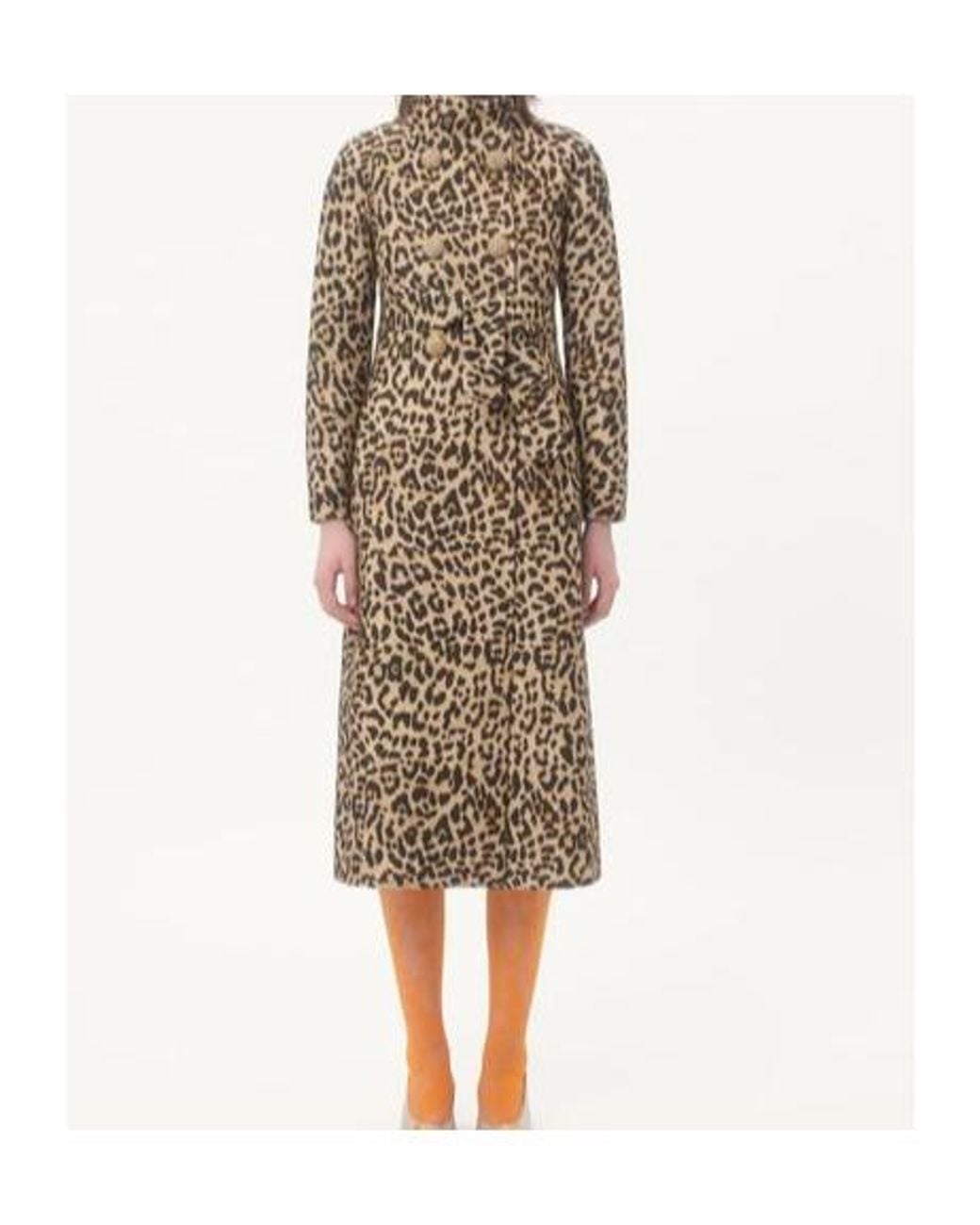Valentino Natural Animal Printed Button-Up Coat