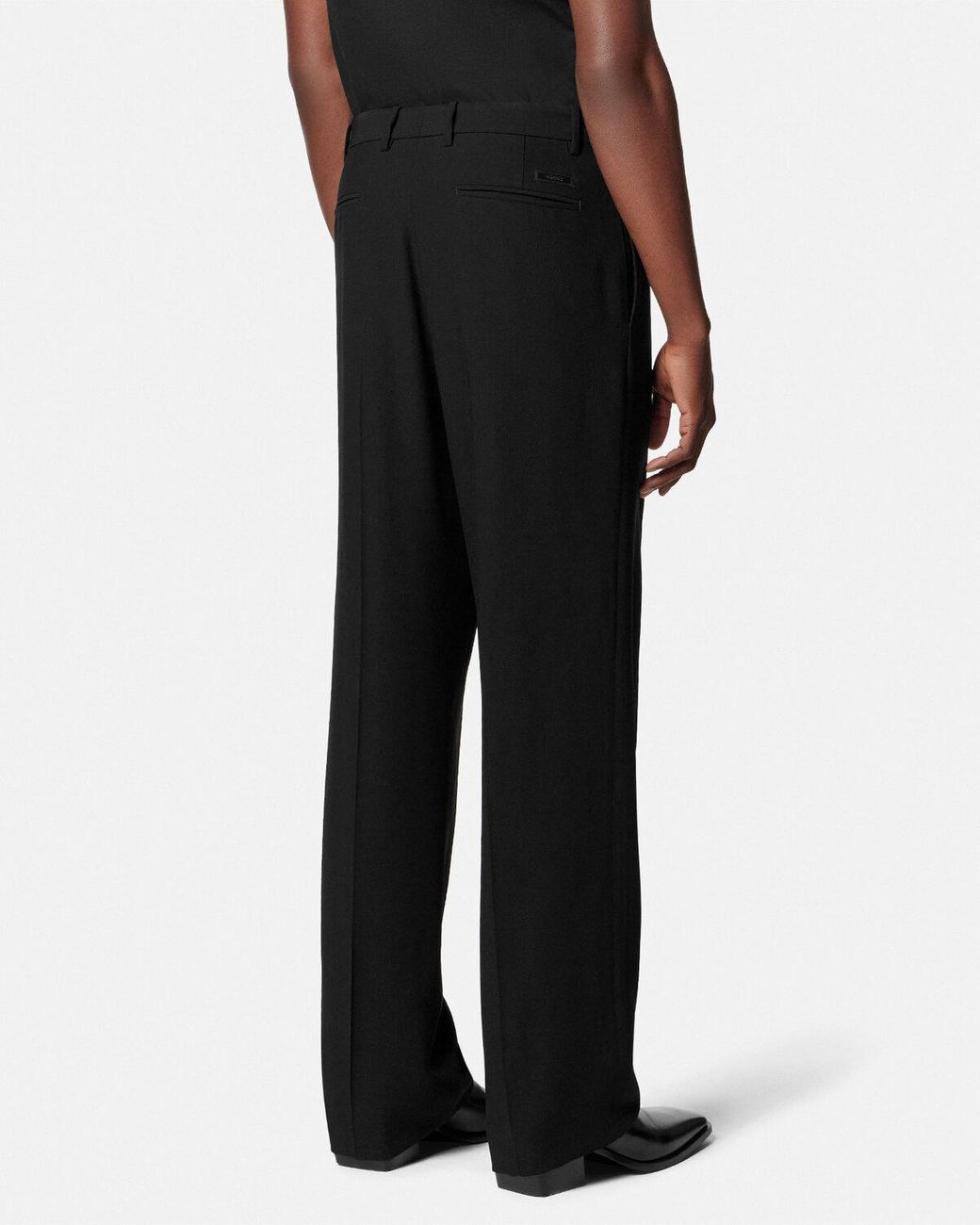 Versace Black Belted Tailored Trousers for men