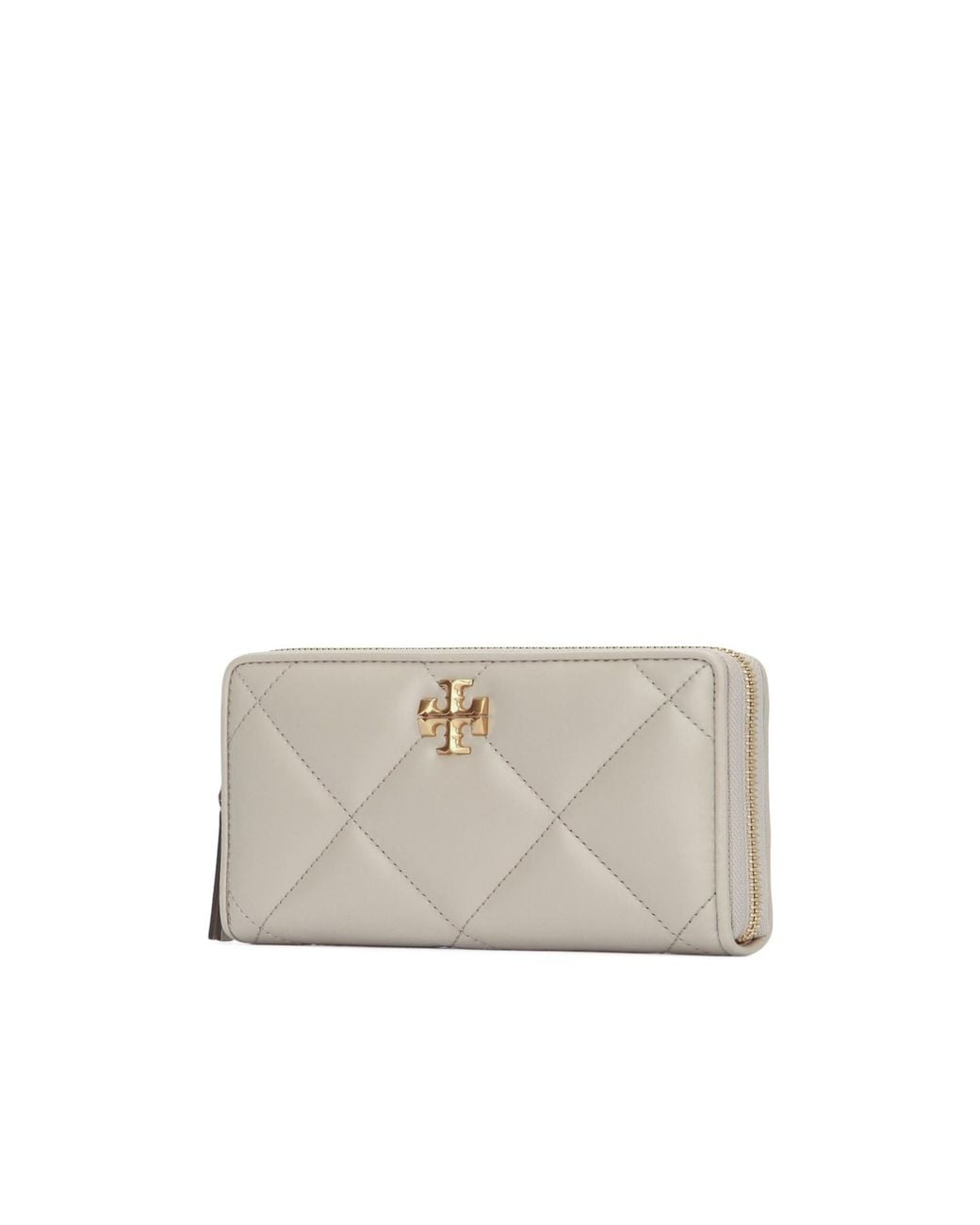 Tory Burch White Quilted Zip Continental Wallet