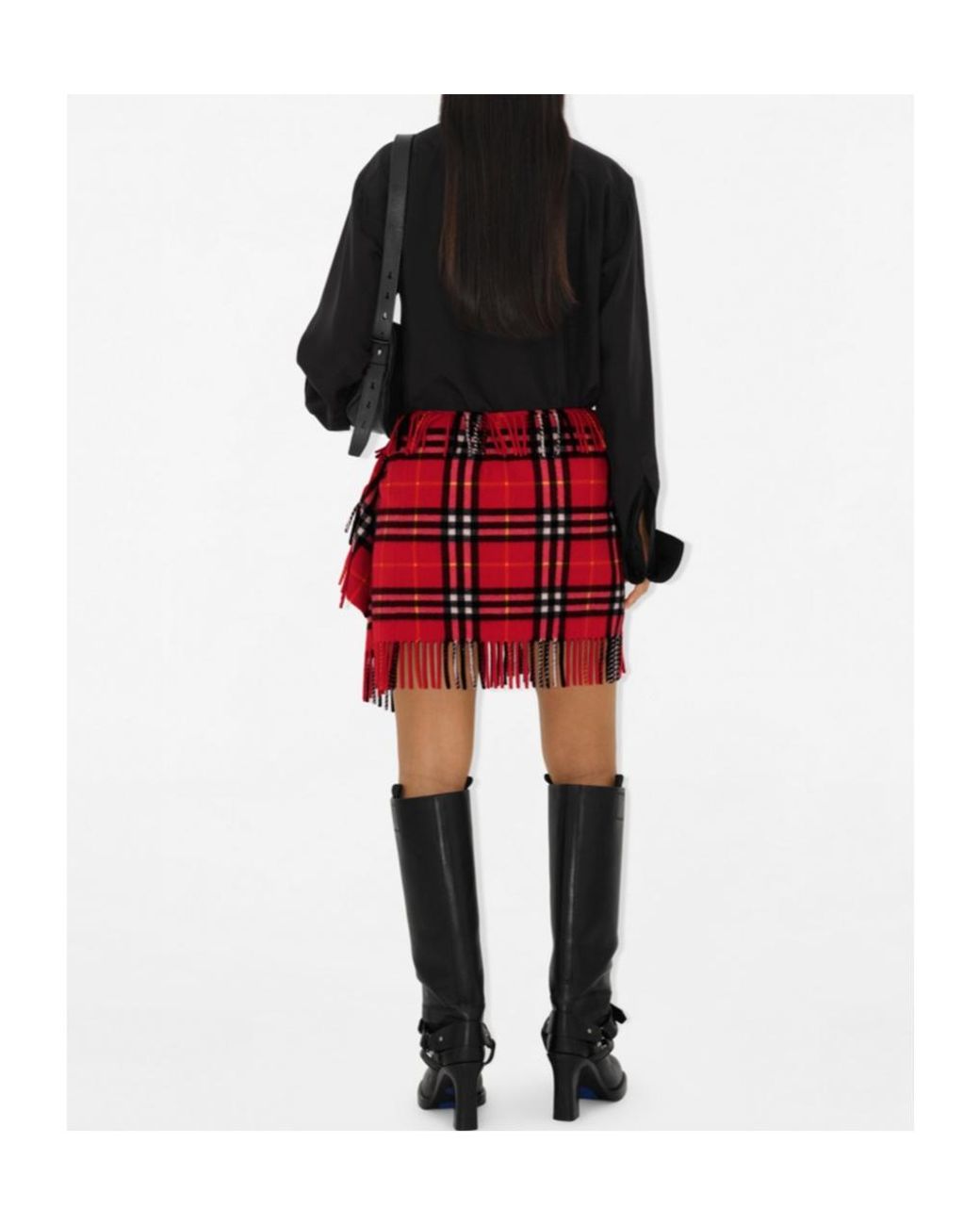 Burberry Red Tartan-Pattern Skirt