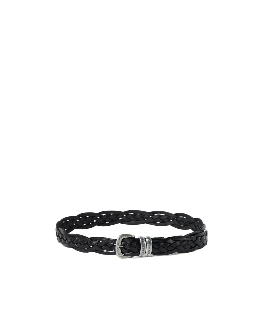 Brunello Cucinelli White Braided Calfskin Belt With Detailed Buckle And Tip for men