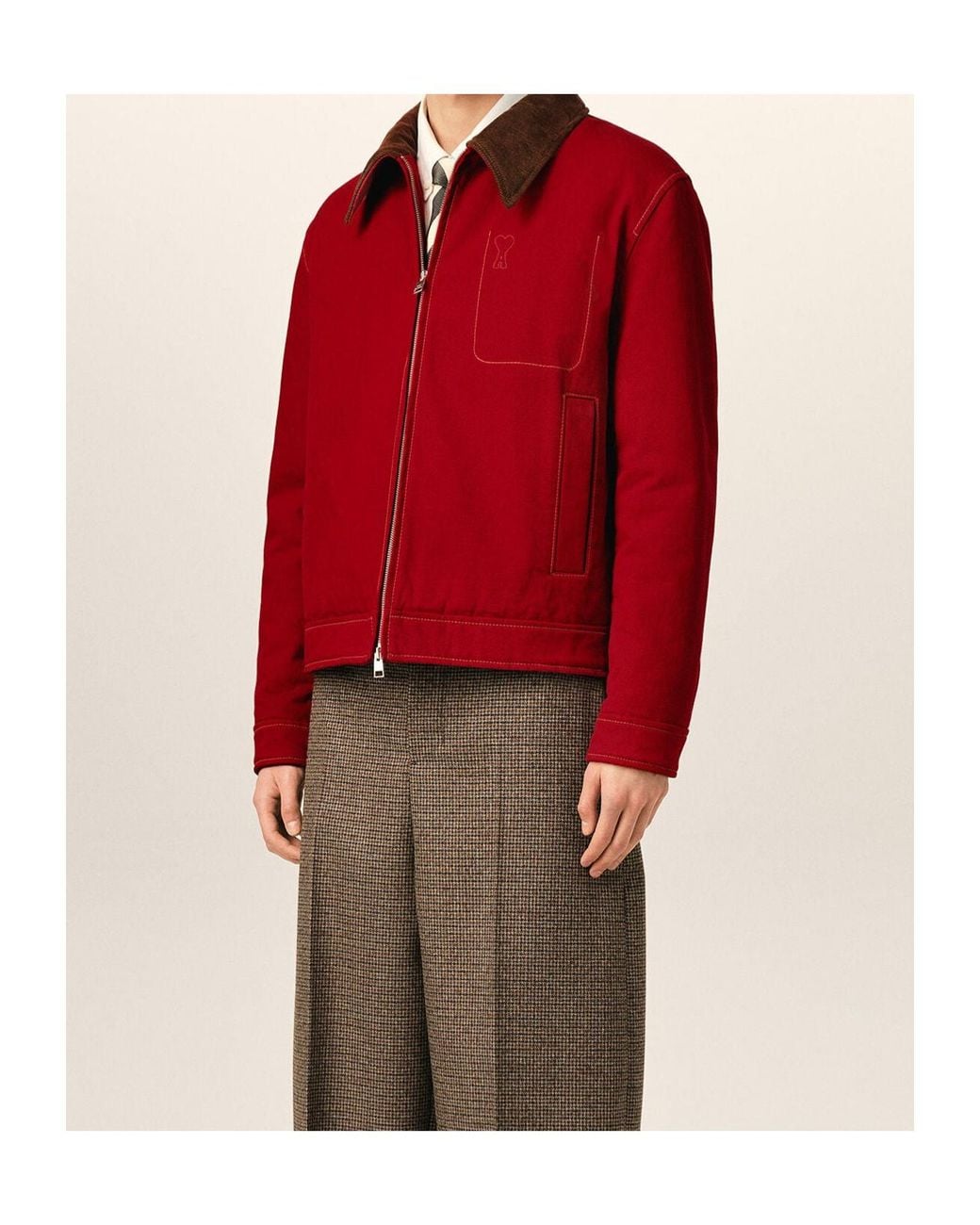 AMI Red Ami Ami De Coeur Zipped Jacket for men