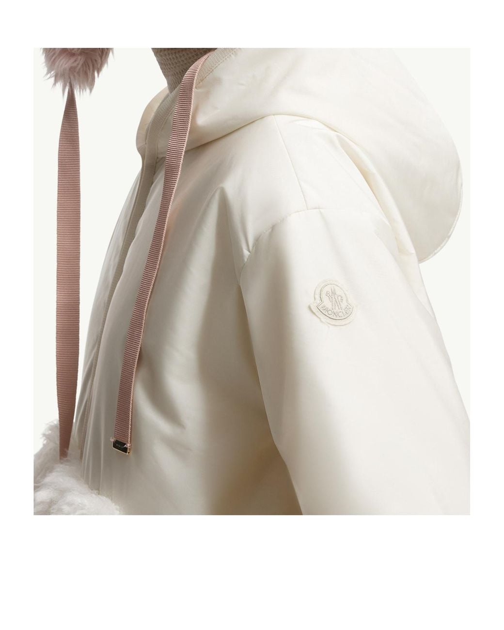 Moncler White Teddy-Trimmed Padded Zip-Up Hoodie