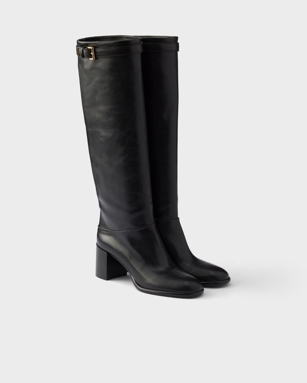 Prada Black Triangle Logo High Boots