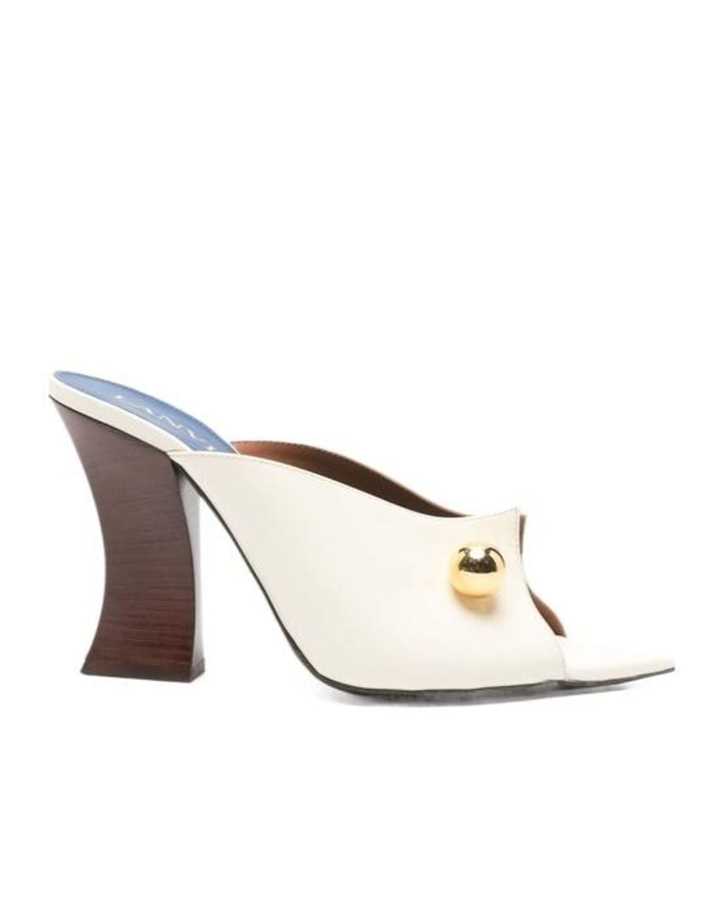 Lanvin White Sculpted Heel Pointed Toe Sandals