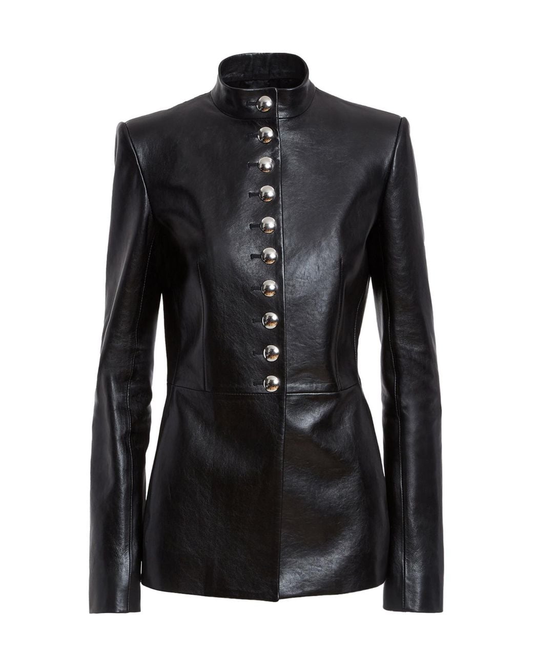 Khaite Black Button-Up Leather Jacket