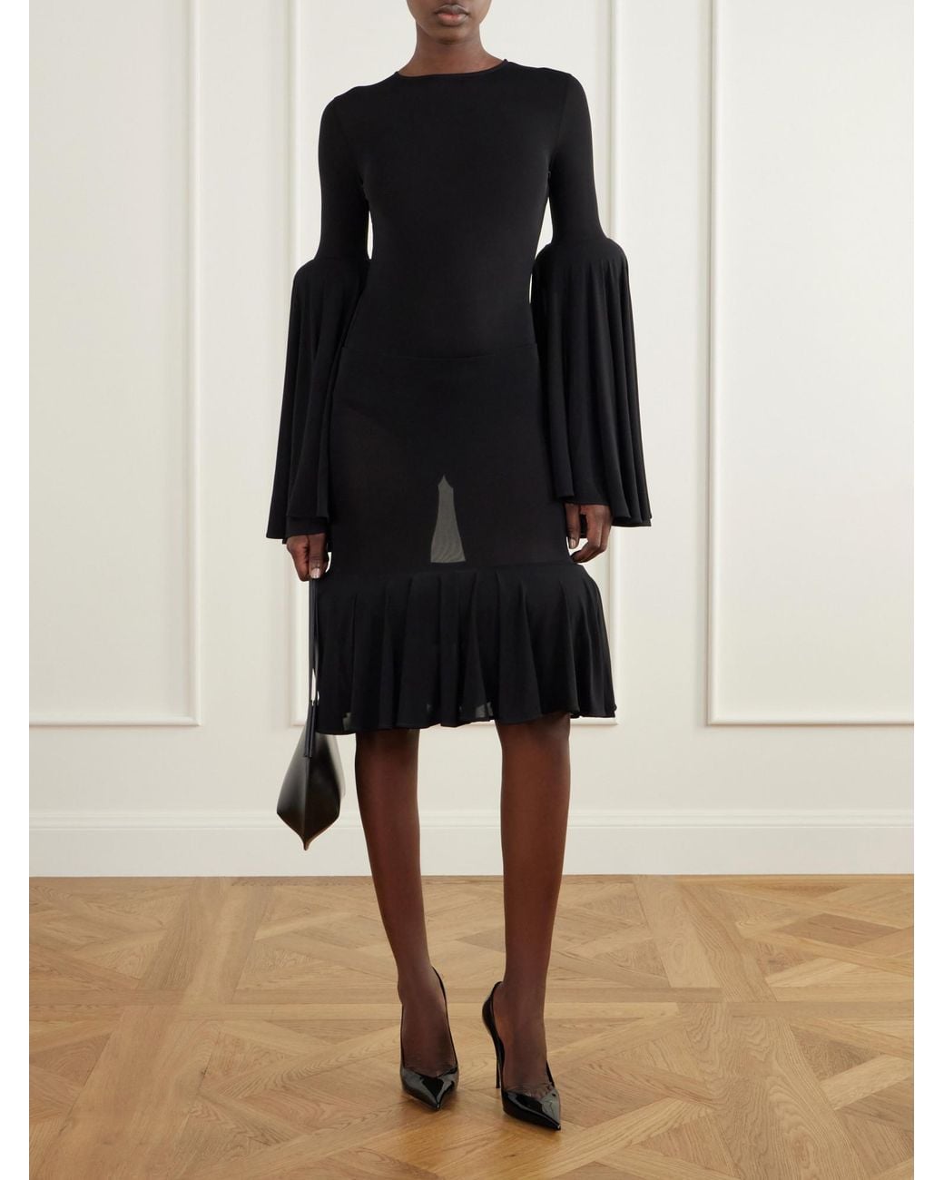 Jean Paul Gaultier Black Gathered Jersey Blouse