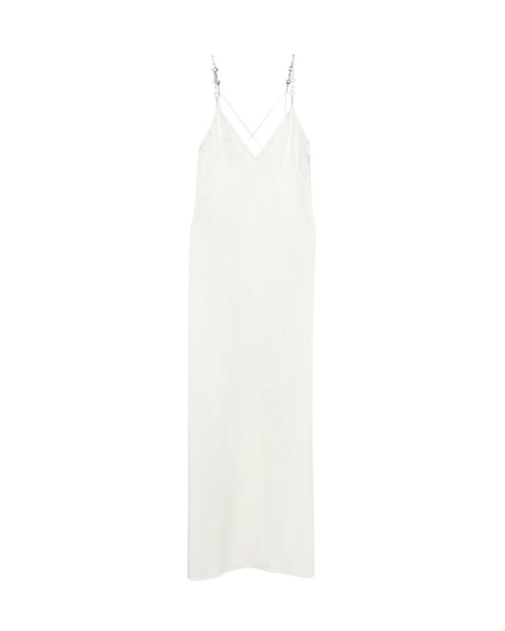 Gucci White Crystal-Embellishment Spaghetti Strap Maxi Dress