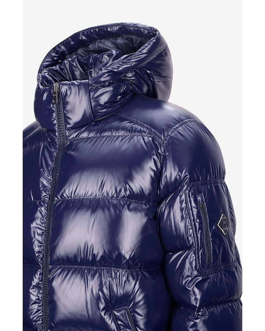 Herno Blue Quilted Hooded Down Jacket for men