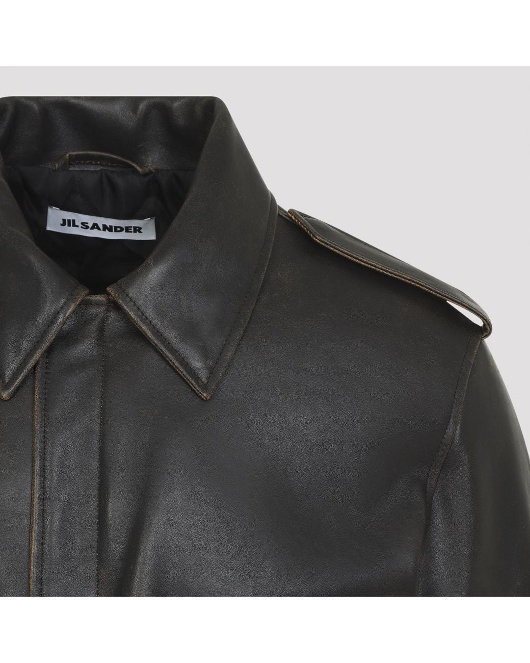 Jil Sander Black Leather Blouson Jacket for men