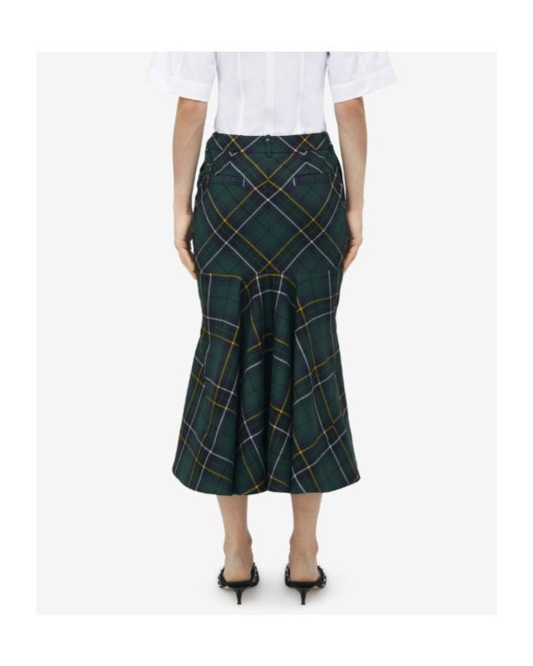 McQueen Green Kickback Tartan Skirt