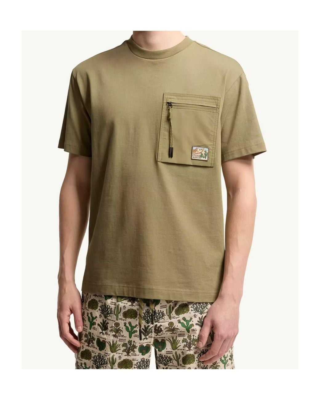 Moncler Green Grenoble Zip-Pocket T-Shirt for men