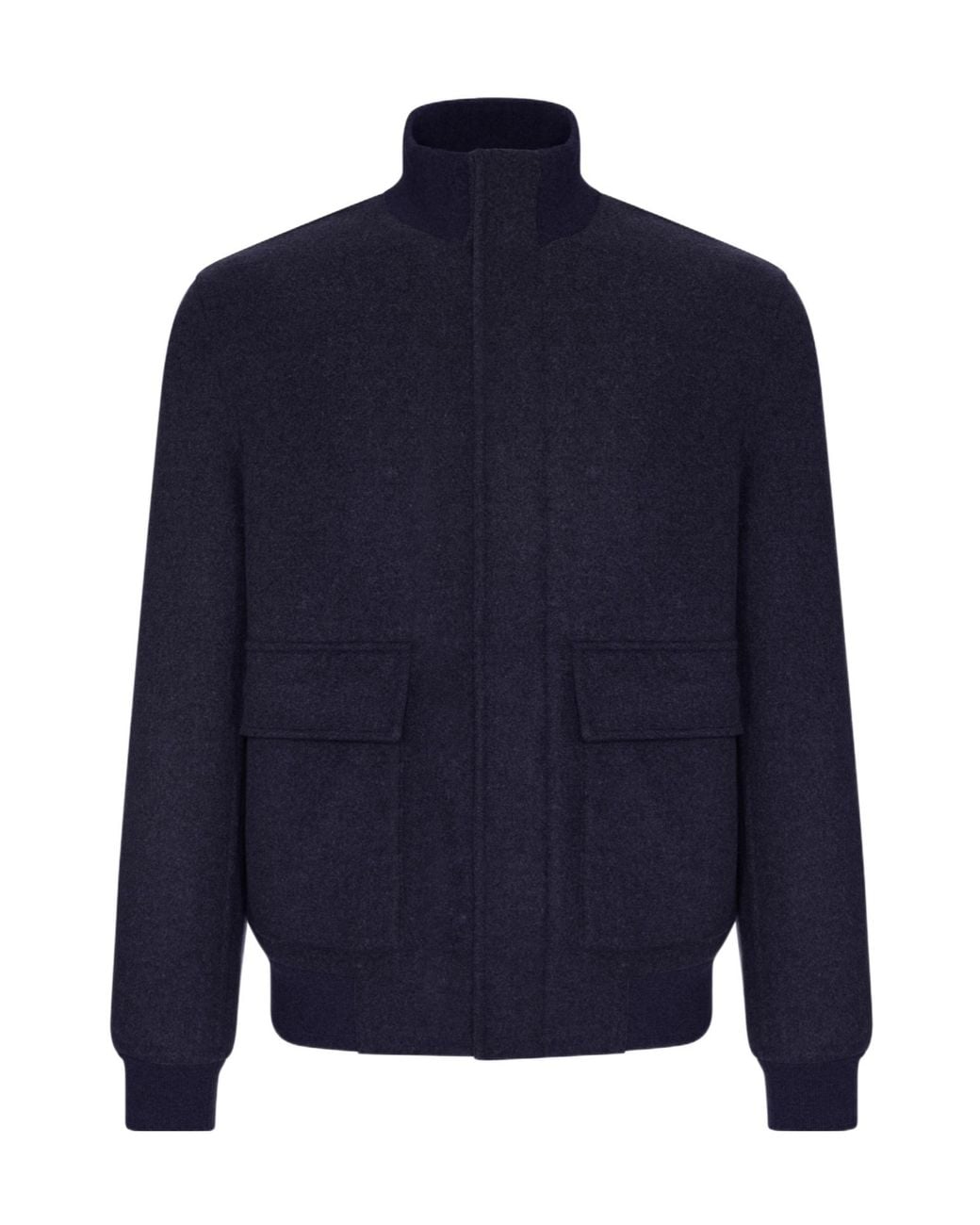 Brunello Cucinelli Blue High-Neck Bomber Jacket for men