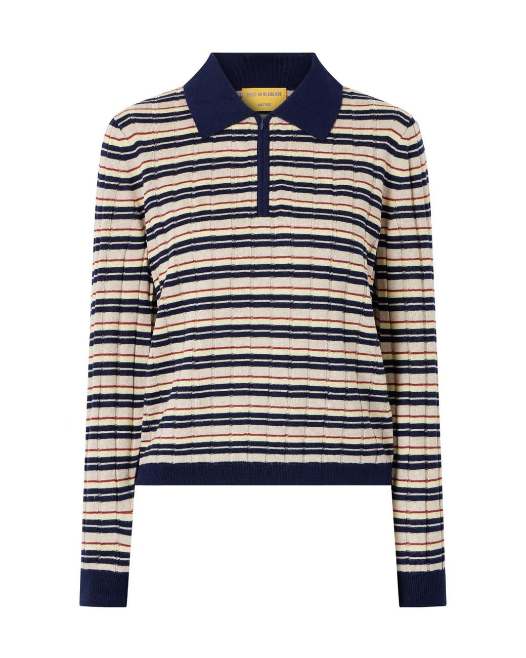 Guest In Residence Blue Striped Silk And Linen-Blend Polo Shirt