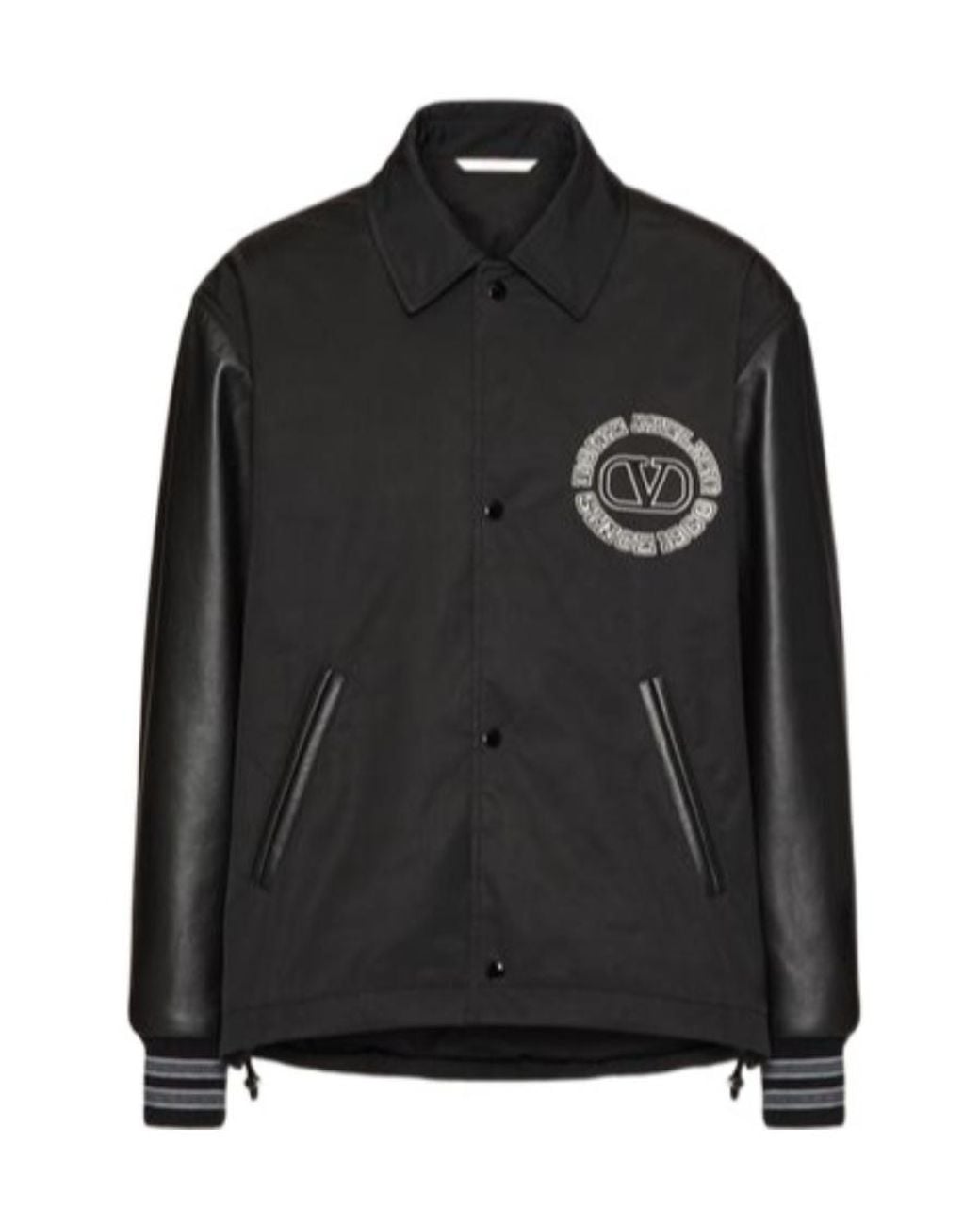 Valentino Black Buttoned Long-Sleeved Varsity Jacket for men