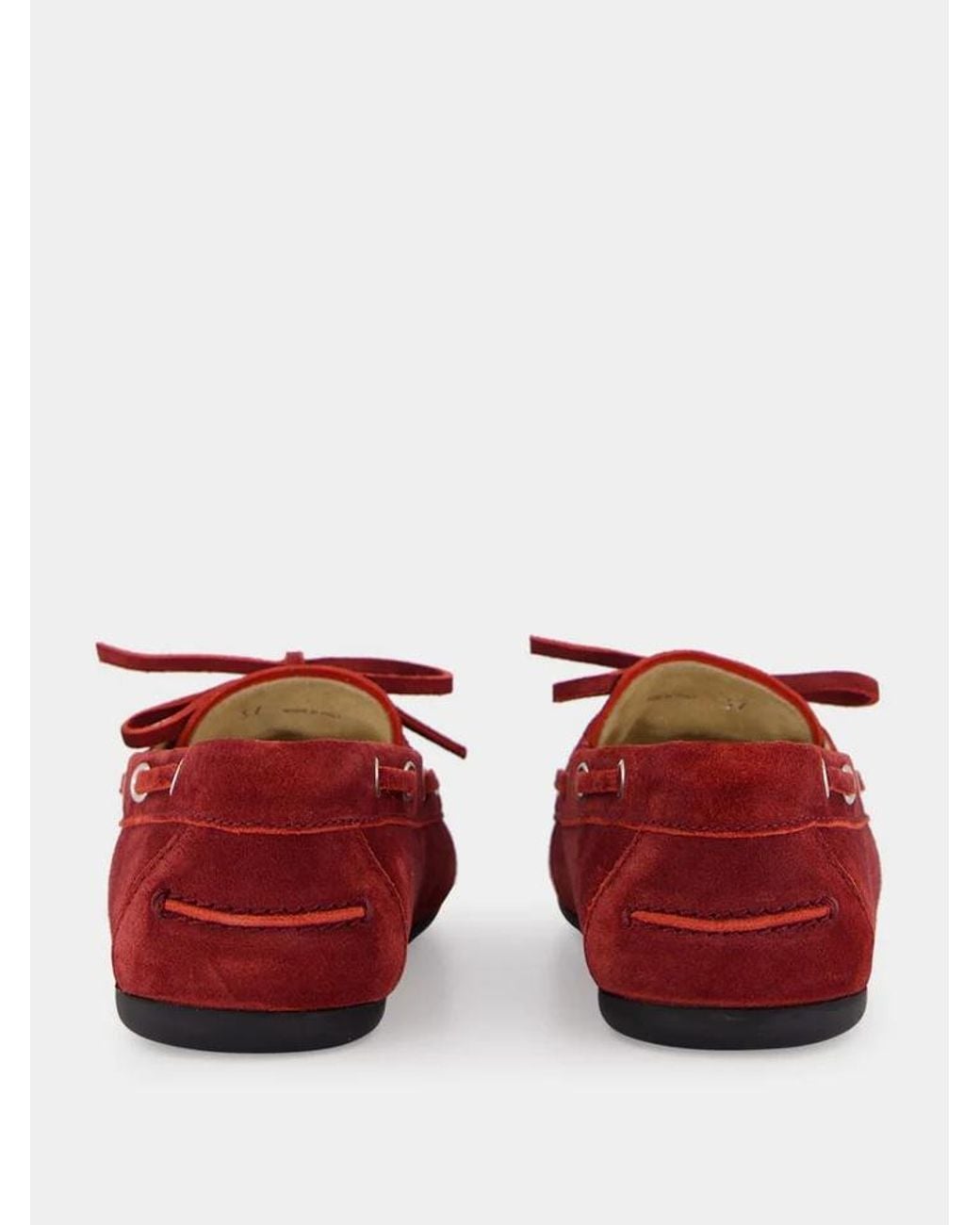 Miu Miu Red Round-Toe Moccasins