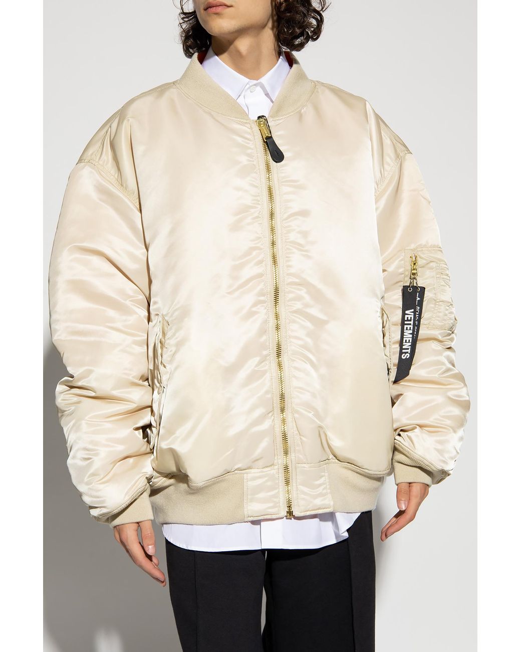 Vetements Natural Logo-Zip Bomber Jacket for men