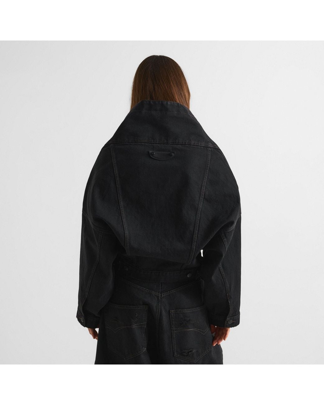 Balenciaga Black Cropped Denim Jacket