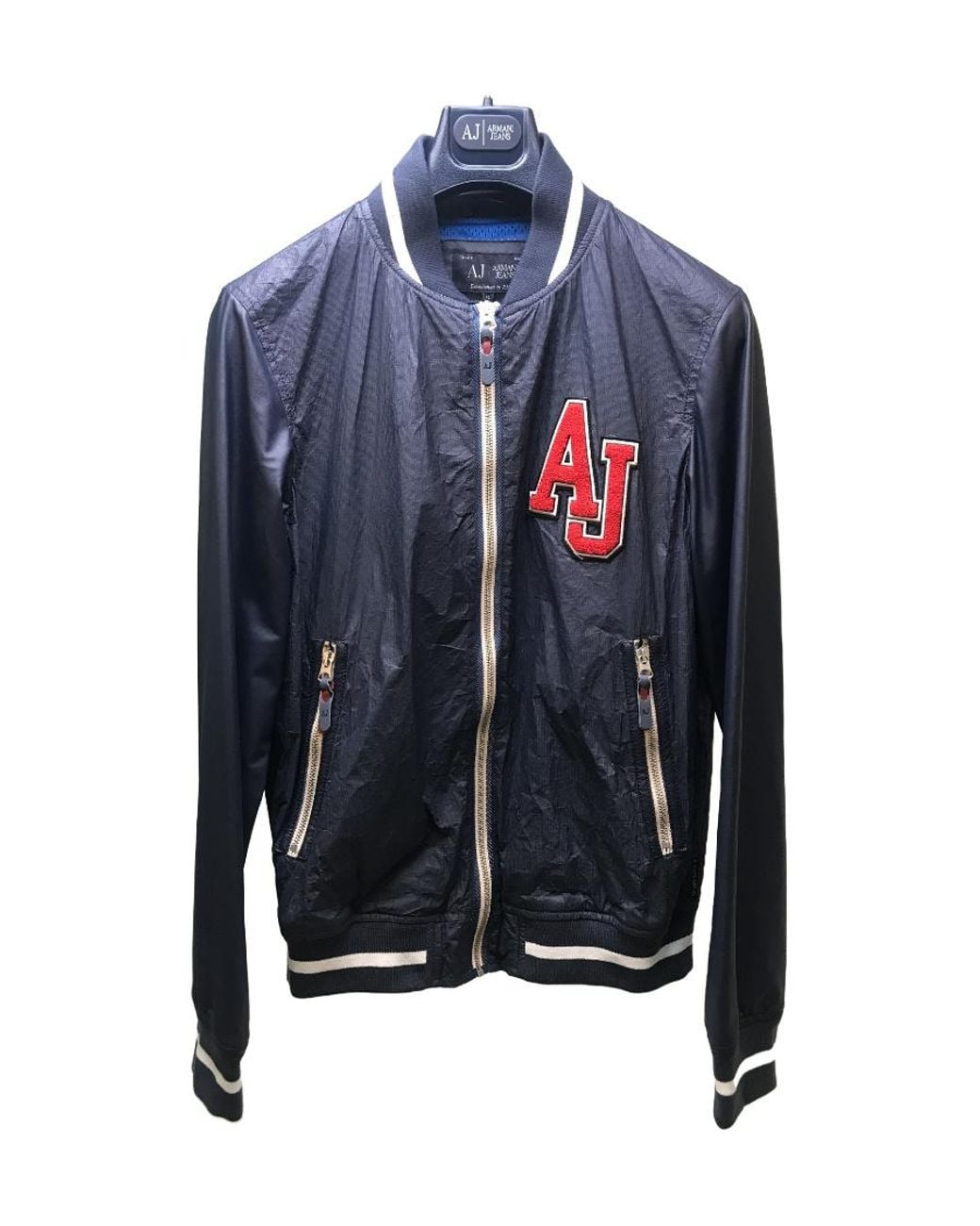 Armani Jeans Blue Logo Logo Baseball Jacket for men