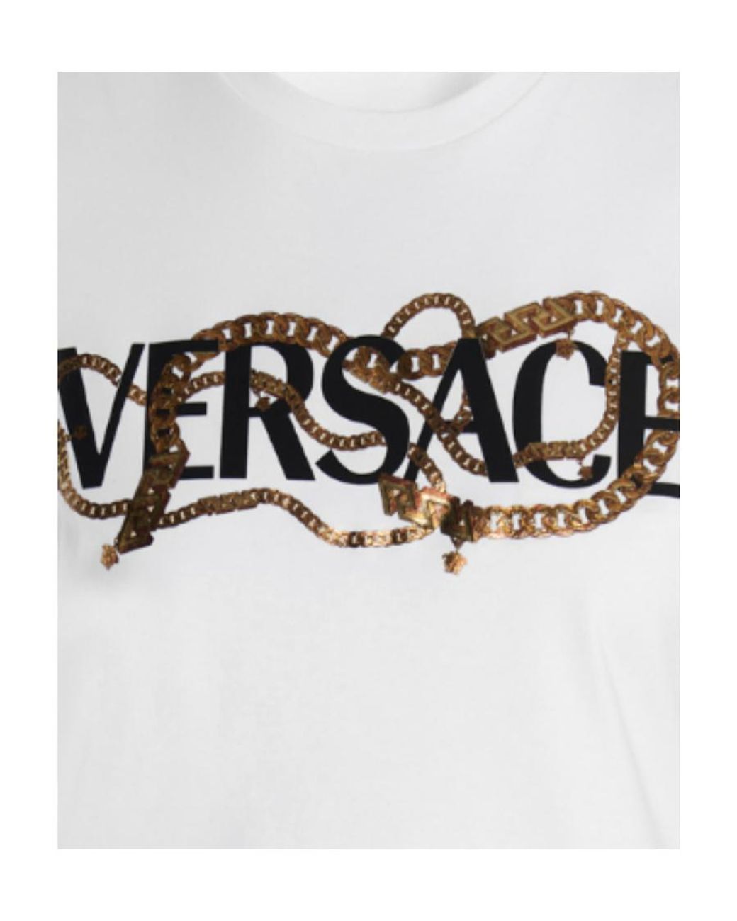 Versace White Logo Printed Crewneck T-Shirt
