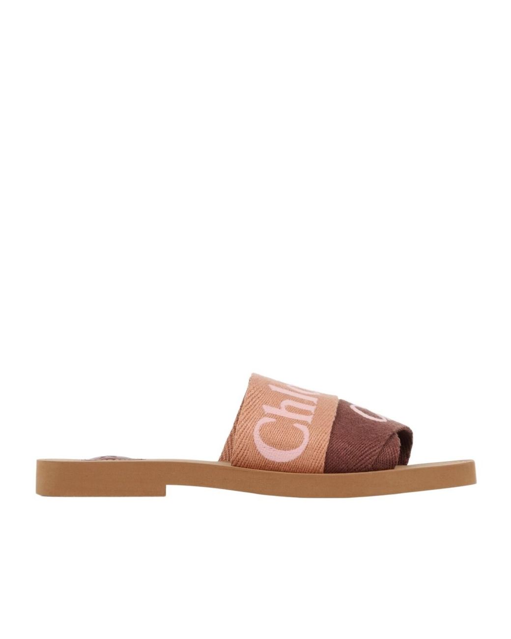 Chloé Brown Chloé Woody Logo Strap Slides