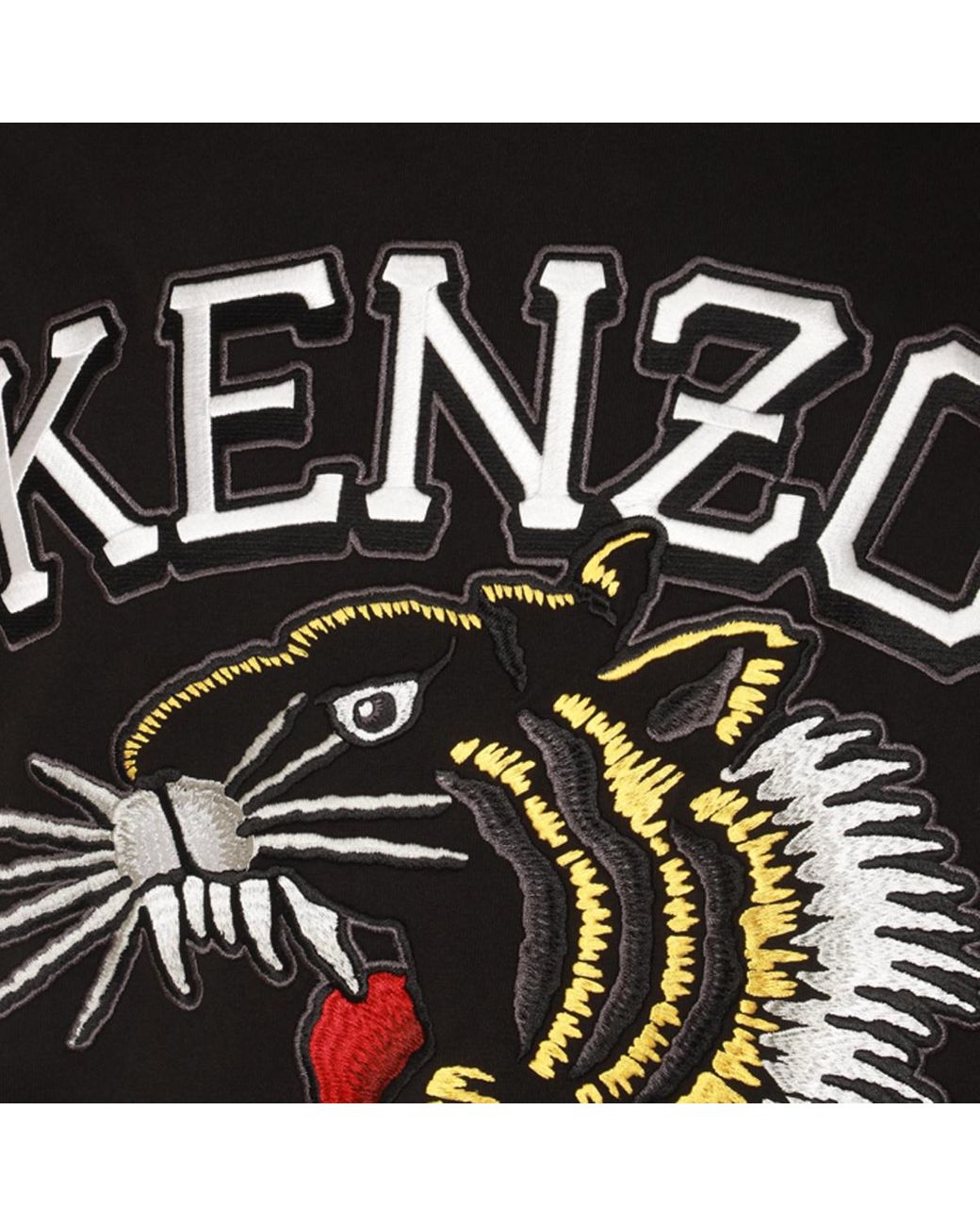 KENZO Black Tiger Embroidered Crewneck T-Shirt for men