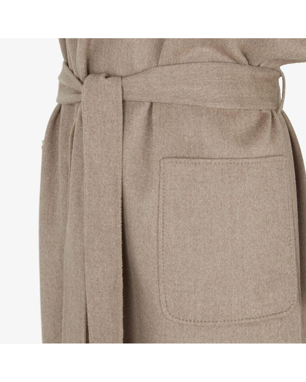 Fendi Natural Short Sleeved V-Neck Belted Coat
