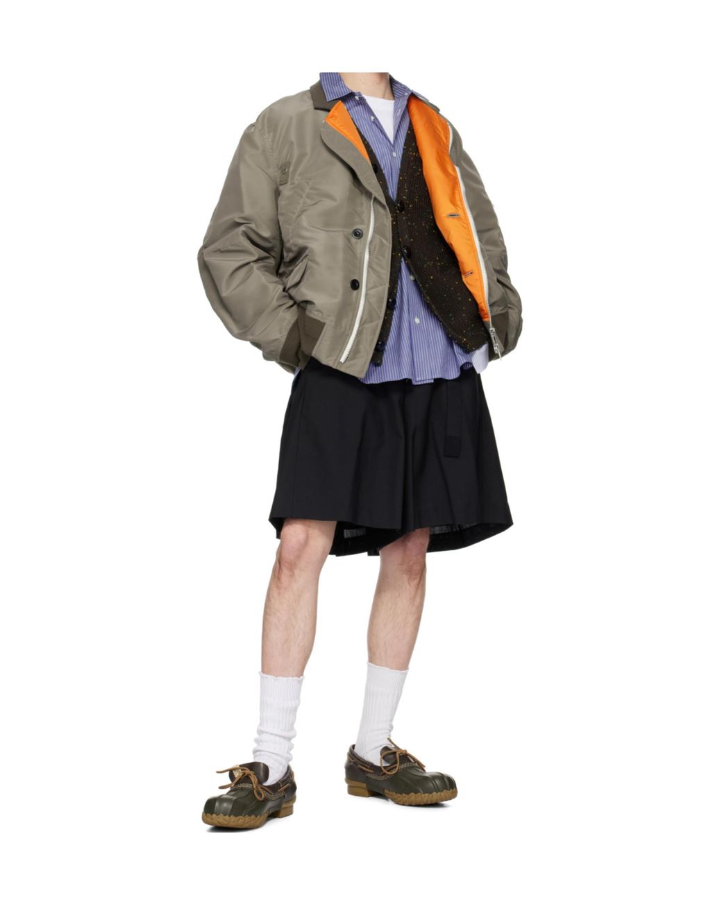 Sacai Gray Classic-Collar Bomber Jacket for men