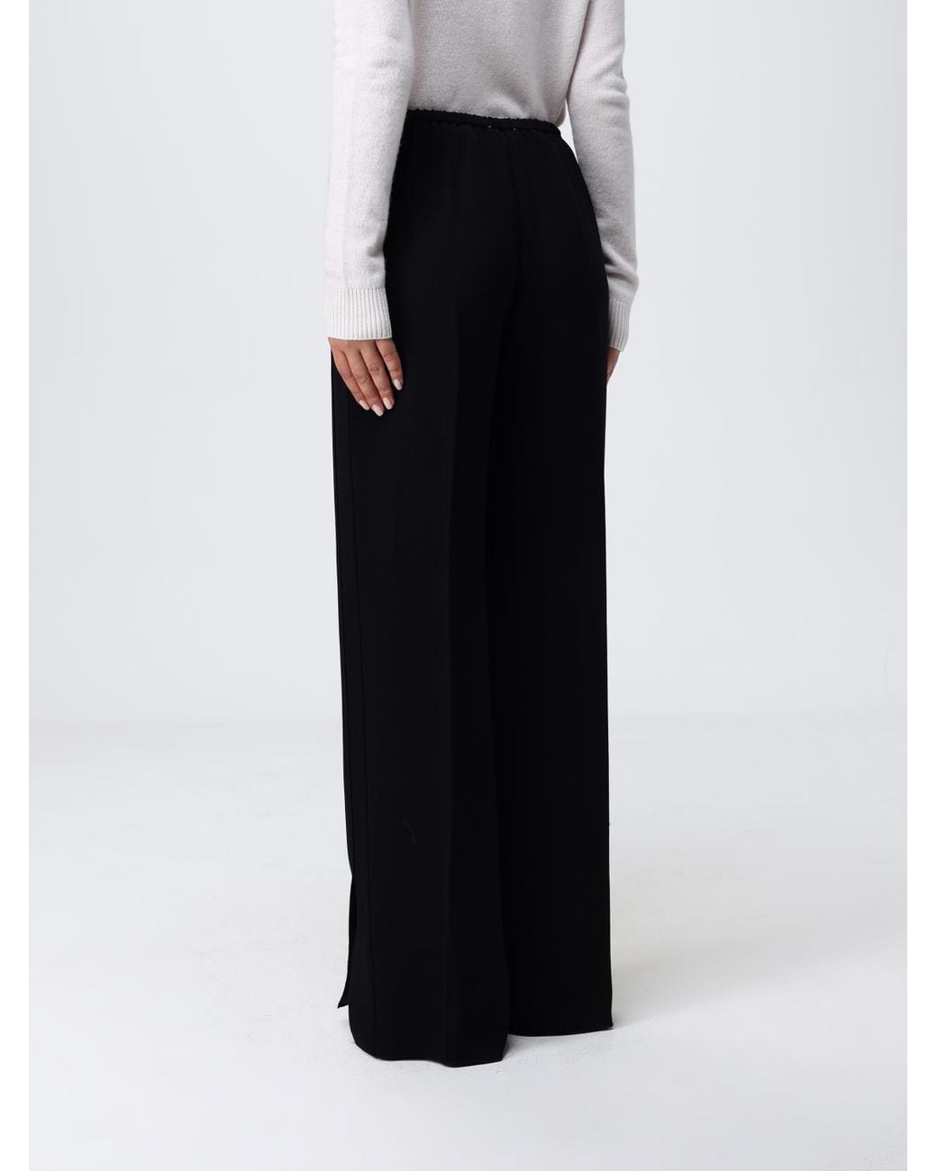 Forte_forte Black Elastic-Waist Wide-Leg Pants