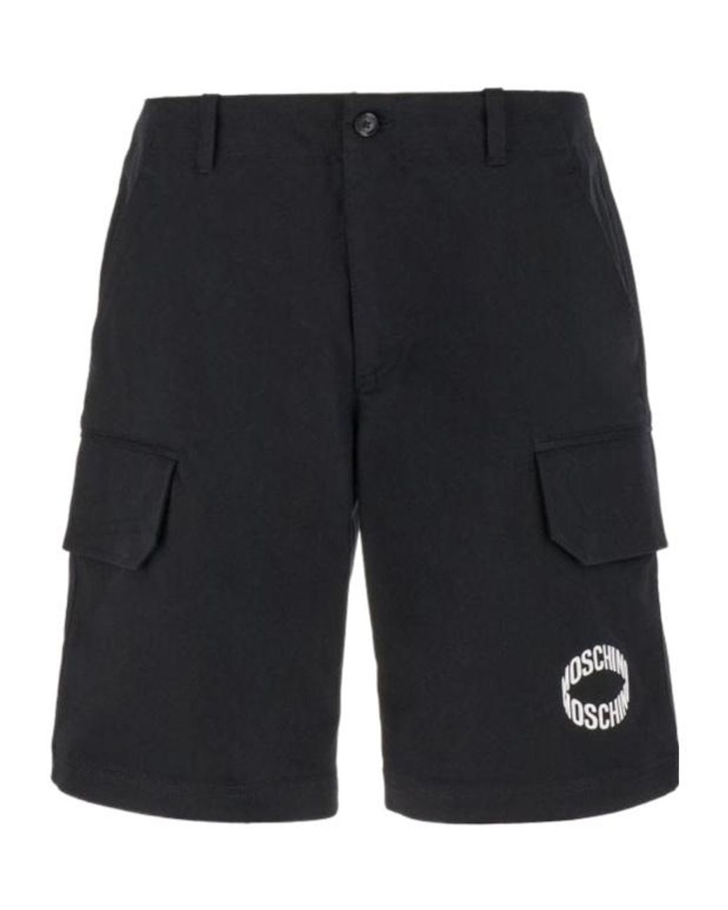 Moschino Black Logo Printed Bermuda Shorts for men