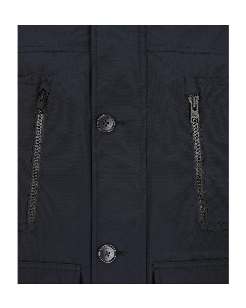 Woolrich Blue Logo Patch Hooded Coat for men