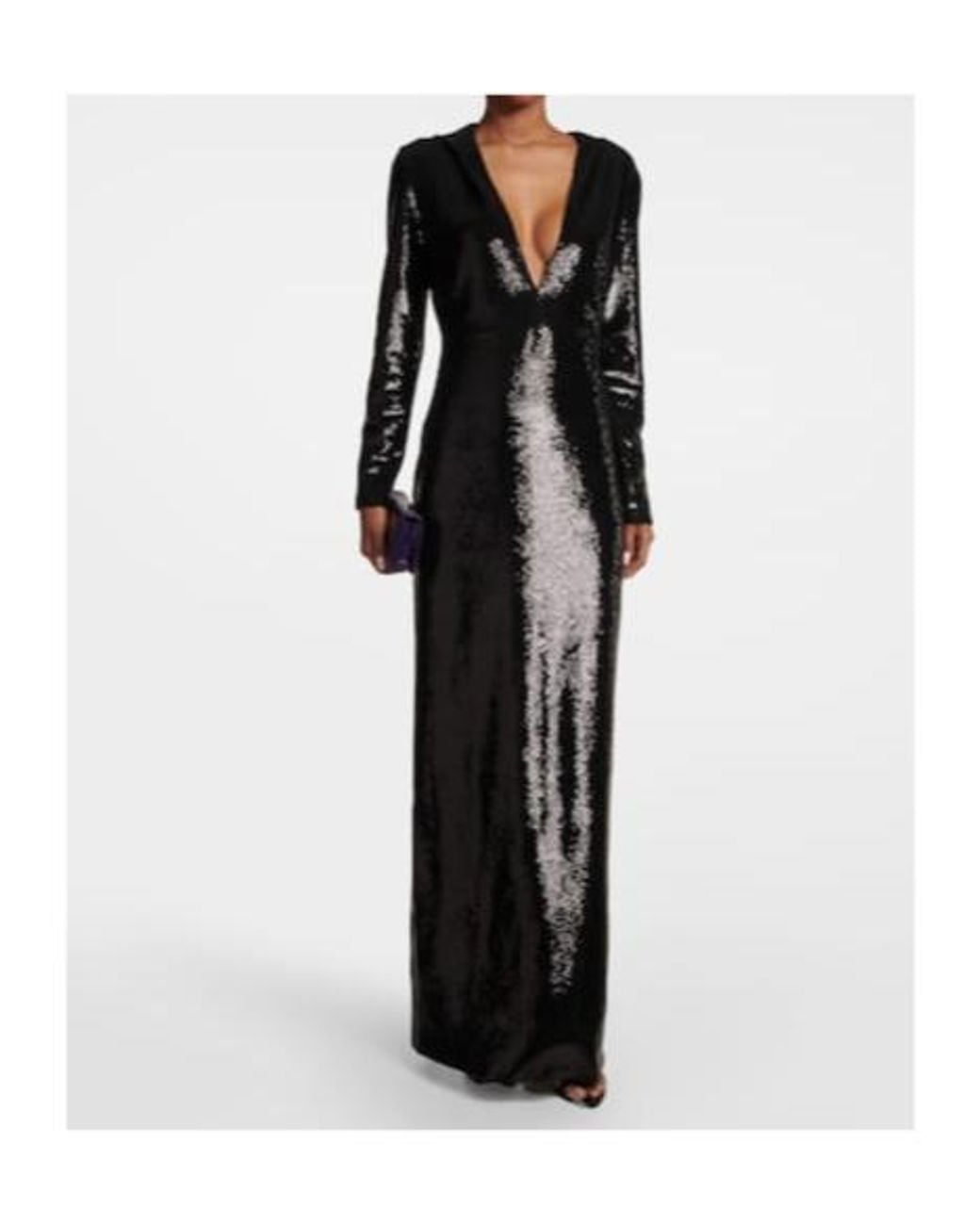 Tom Ford Black Sequin-Embellished Hooded Gown