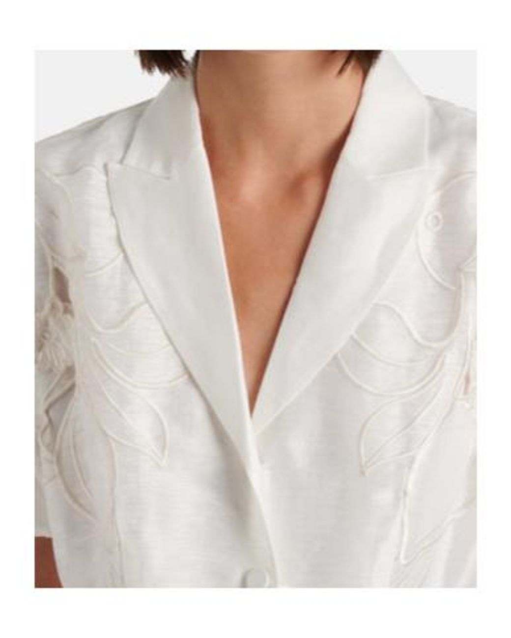 Leo White Aubrey Floral-Appliqué Linen-Blend Shirt Dress
