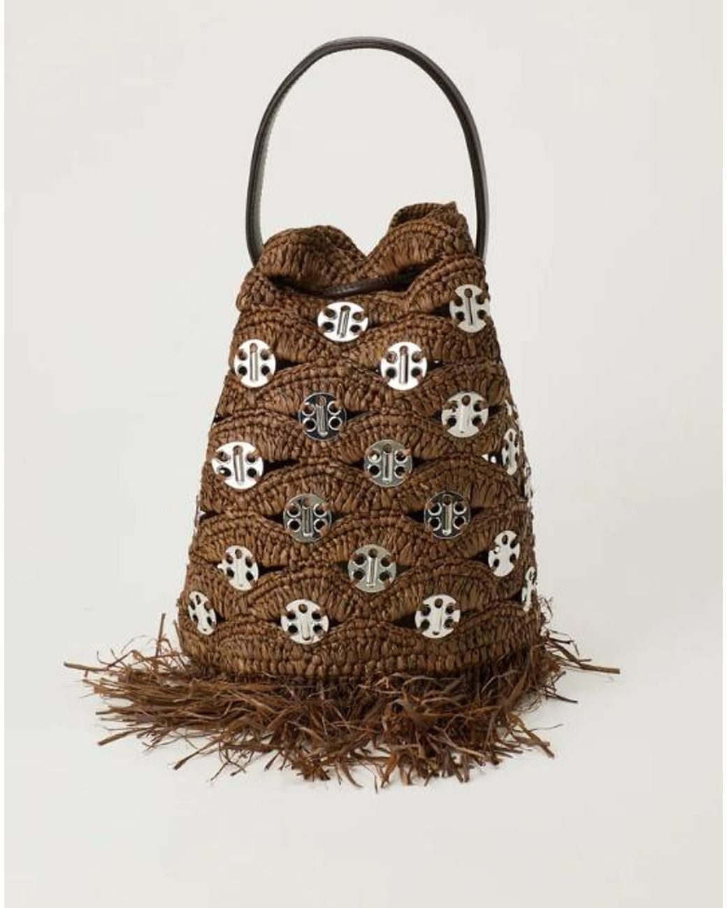 Rabanne Brown Logo-Embossed Bucket Bag