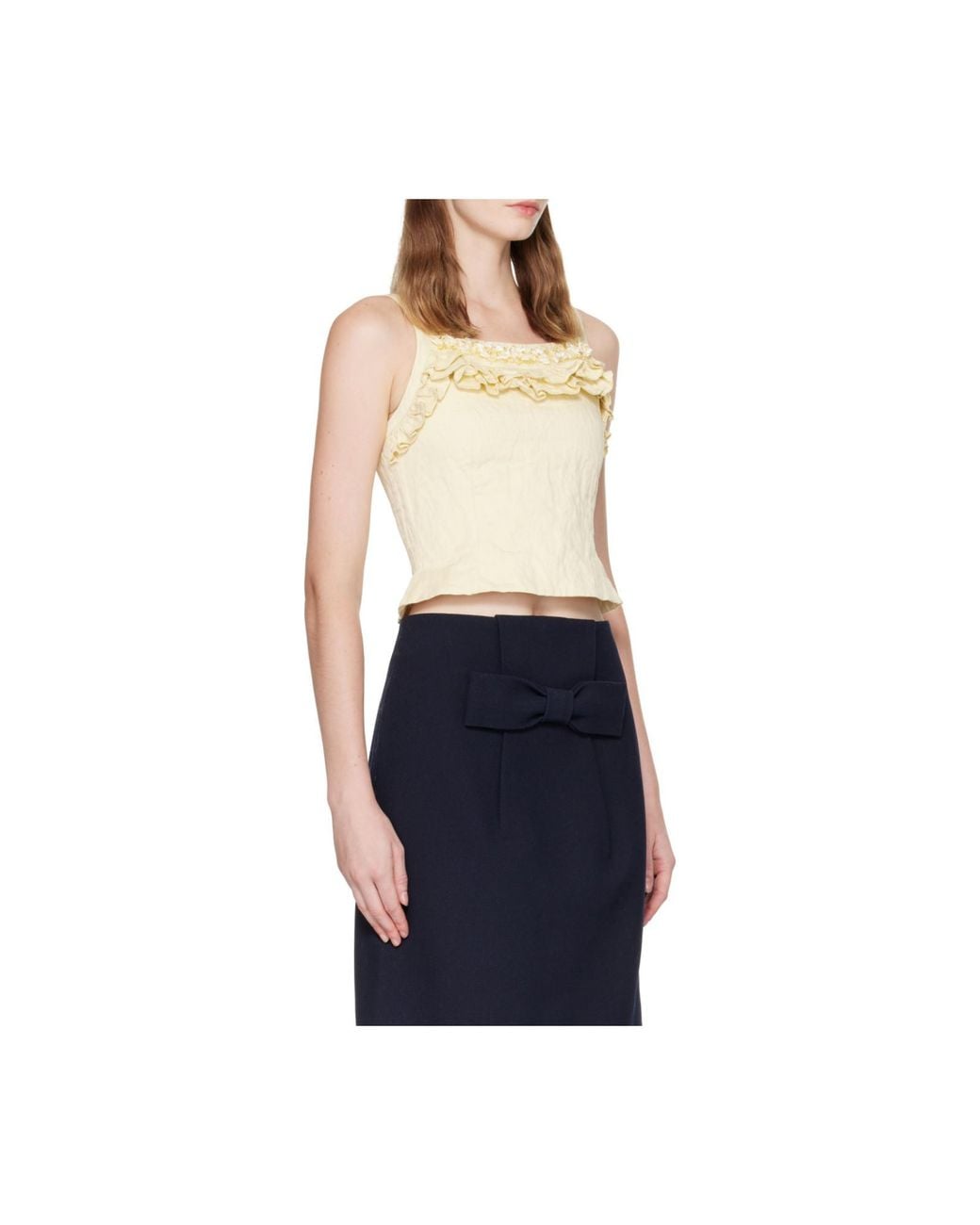 ShuShu/Tong Natural Ruffled Sleeveless Top