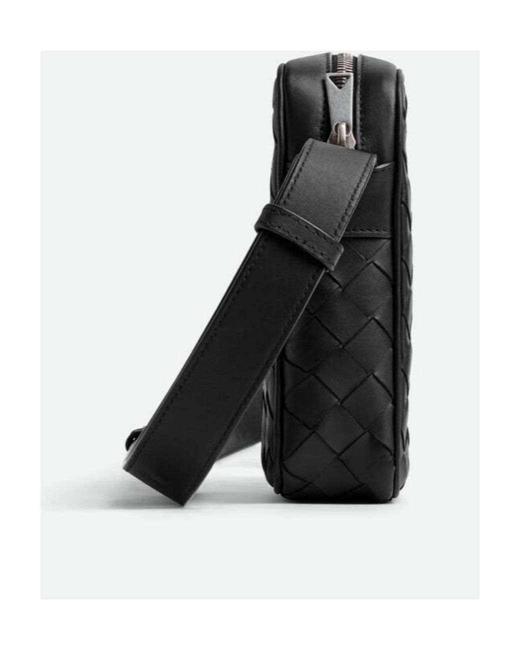 Bottega Veneta Black Intrecciato Zipped Mini Crossbody Bag for men